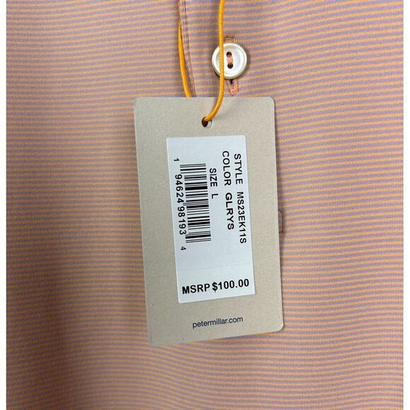 NEW Peter‎ Millar SUMMER COMFORT Men's Large Quick Dry Stretch Golf Polo Striped - Picture 2 of 7